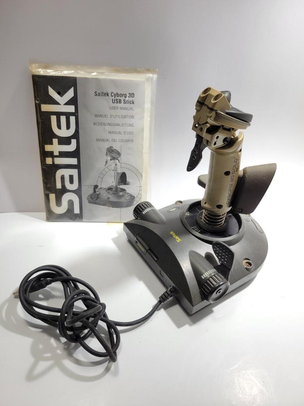 Vintage Saitek Cyborg 3D Gold USB Joystick PC Flight Game Controller Manual